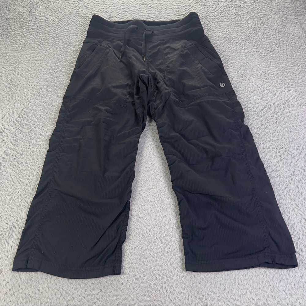 Lululemon Dance Studio Cropped Pants Womens 2 Black Drawstrings Athletic Preppy